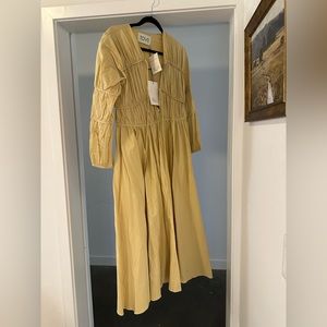Tove V Neck Pale Yellow Lina Cotton Midi Maxi Dress NWT UK 10